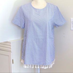 Ces Femme seersucker top with tassels
